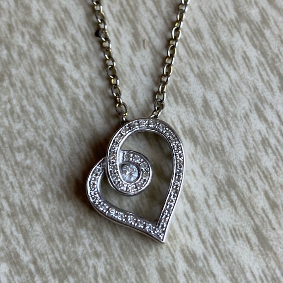 Heart charm necklace - silver and jewels - Picture 1 of 4